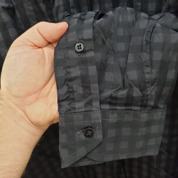 Jack Lipson‎ Flex Men's Big & Tall Black Gray Buffalo Plaid LS Dress Shirt XXL - Picture 2 of 7